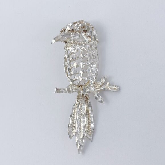 Vintage Sterling Silver 925 Filigree Bird Pendant - Picture 2 of 7